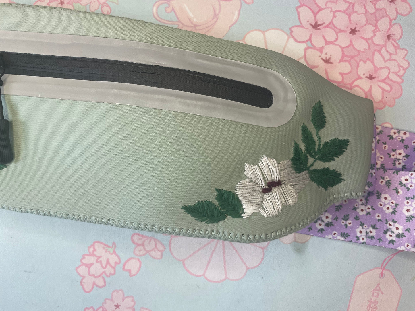 Green Floral Hip Bag
