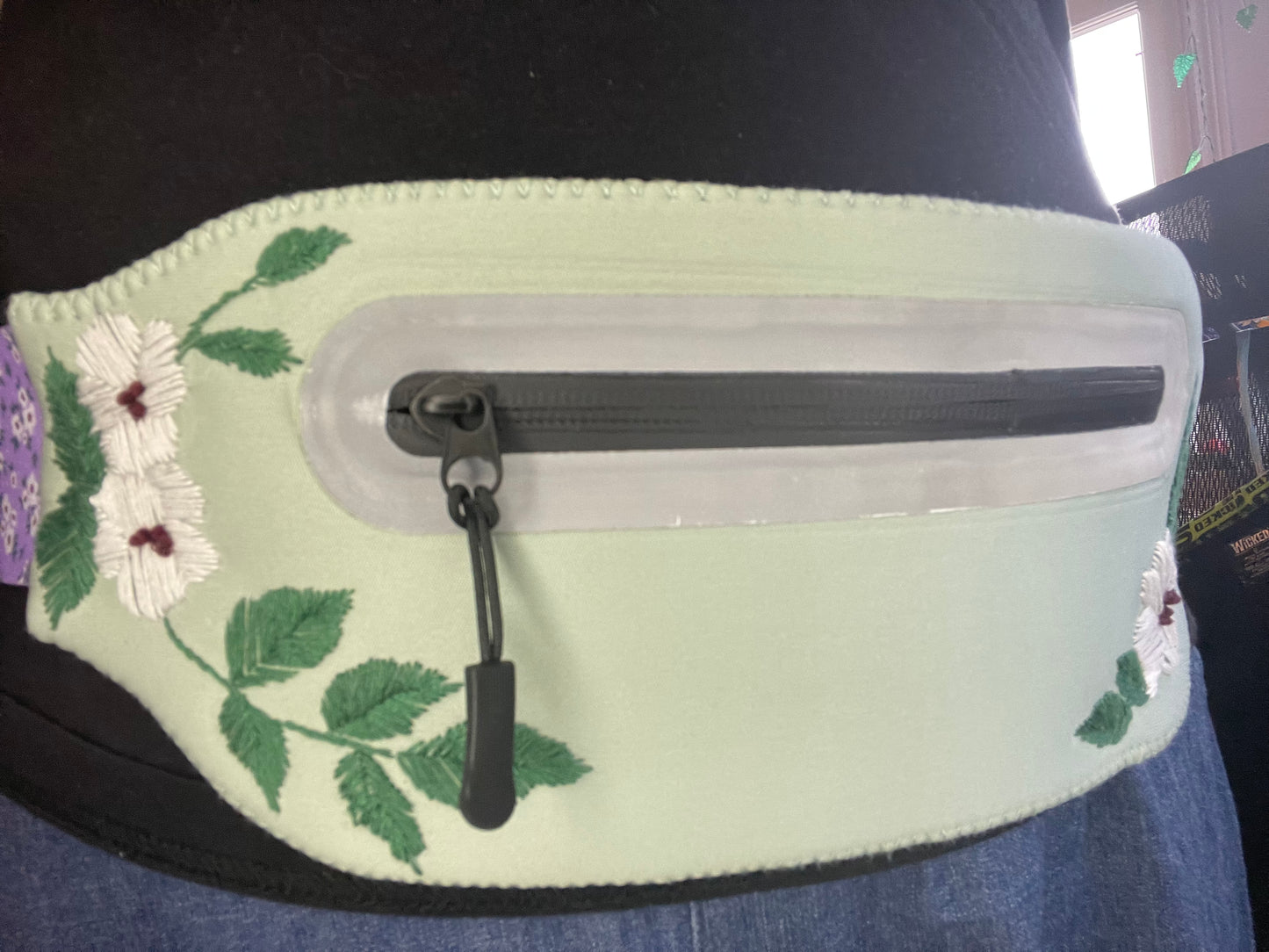Green Floral Hip Bag
