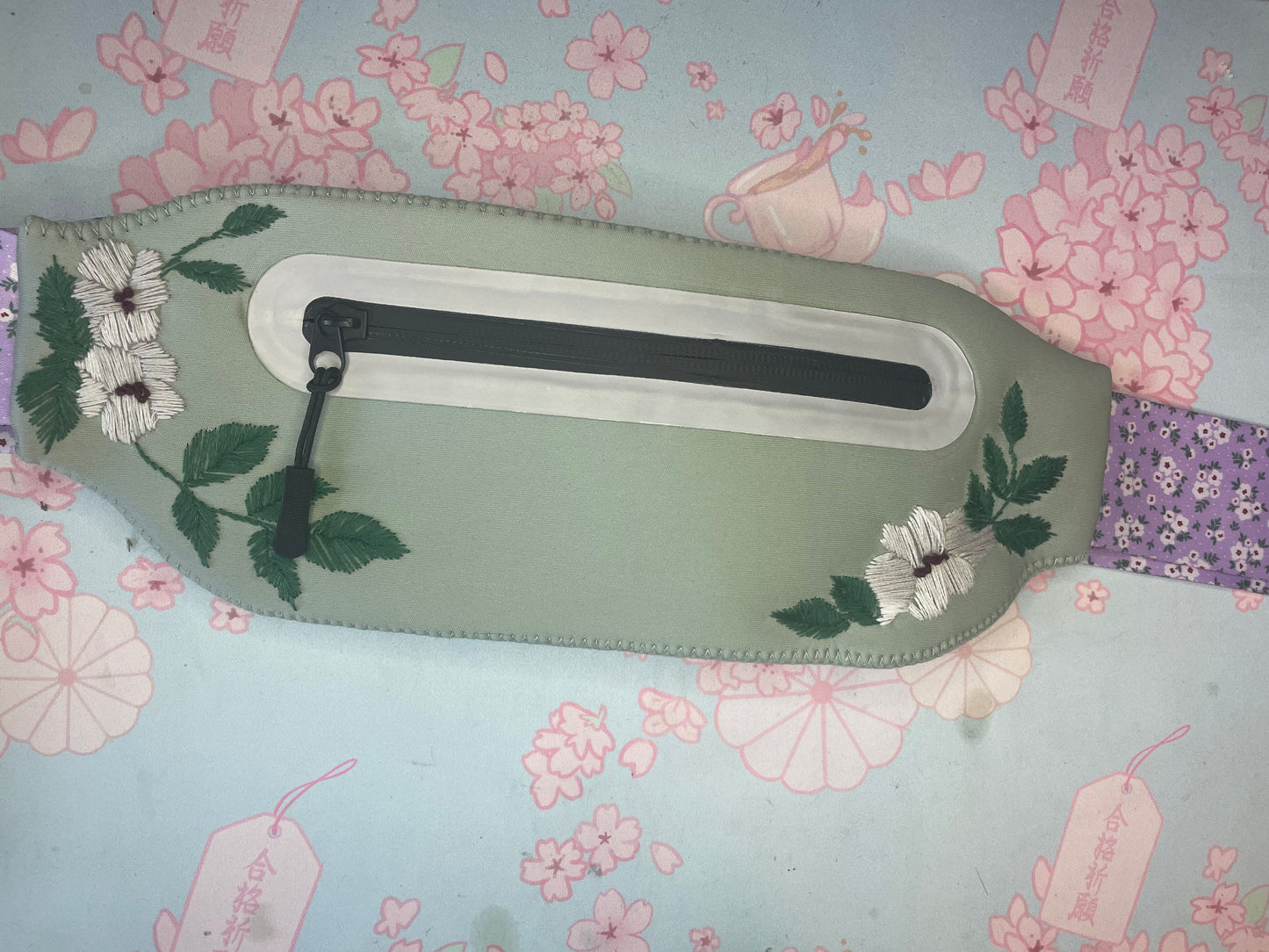 Green Floral Hip Bag