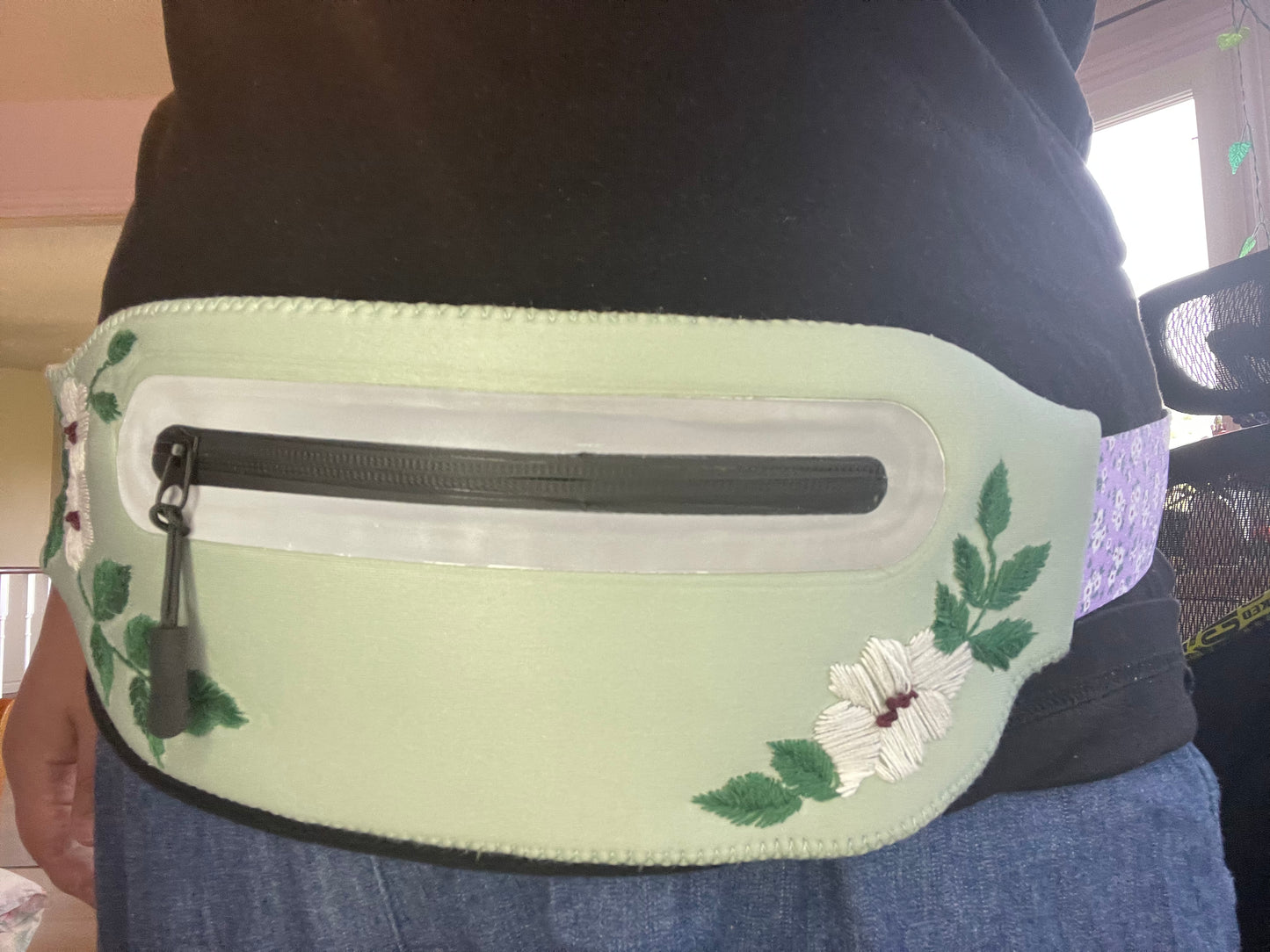 Green Floral Hip Bag